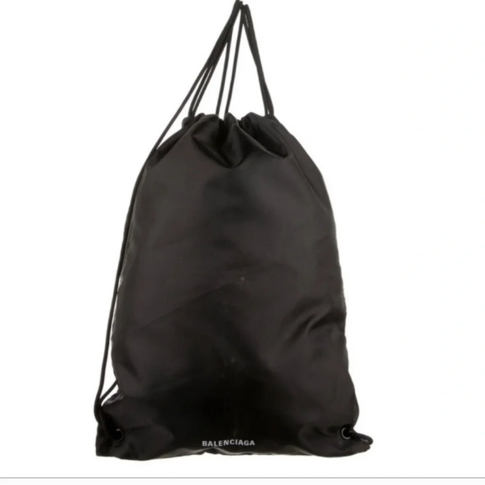 Balenciaga Black Nylon Drawstring Logo Gym Bag Dust Bag - Picture 4 of 4